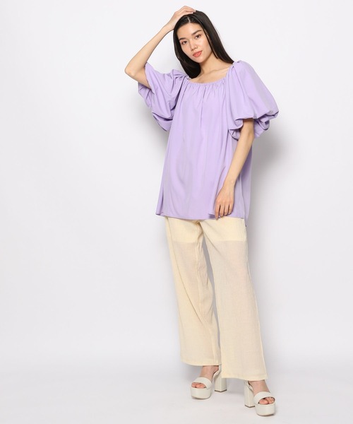 FOREVER 21(フォーエバー トゥエンティーワン)の「オフショルパフチュニック(チュニック・レディース・パープル/ネイビー/オフホワイト・FREE)」の10枚目の写真