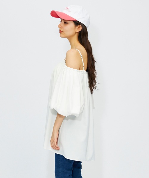 FOREVER 21(フォーエバー トゥエンティーワン)の「オフショルパフチュニック(チュニック・レディース・パープル/ネイビー/オフホワイト・FREE)」の12枚目の写真
