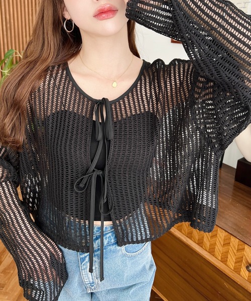 あおいランダムメッシュショートボレロブラック ランダムメッシュショートボレロ ブラック emmy ZARA