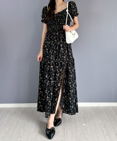 花柄アシンメトリーキャミミニワンピース（ワンピース）｜LOULOU