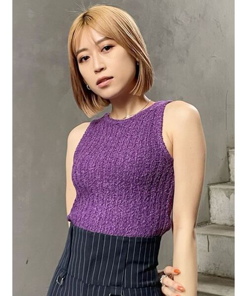 MURUA(ムルーア)の「テープヤーンアメスリタンク(タンクトップ・レディース・パープル/ホワイト・FREE)」の7枚目の写真