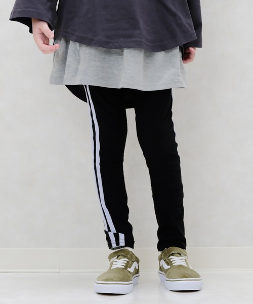 カーブシルエット ライン パンツ 2色 スウェットパンツ cra128 裏起毛 】カーブラインサイドタックワイドスウェットパンツ