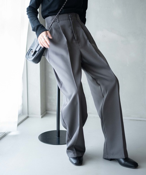 WEGO(ウィゴー)の「WEGO/【26年春 大好評により再入荷!】ハイウエストセンタープレスワイドパンツ(スラックス・レディース・ブラック/グレー/アイボリー/ダークオレンジ/ブラウン・LARGE/SMALL/MEDIUM)」の20枚目の写真