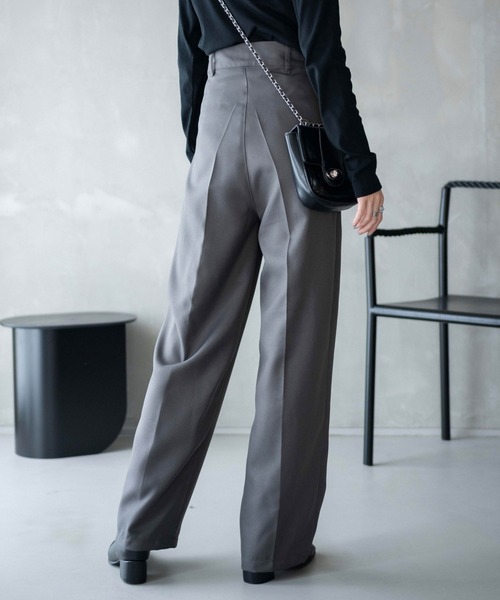 WEGO(ウィゴー)の「WEGO/【26年春 大好評により再入荷!】ハイウエストセンタープレスワイドパンツ(スラックス・レディース・ブラック/グレー/アイボリー/ダークオレンジ/ブラウン・LARGE/SMALL/MEDIUM)」の18枚目の写真