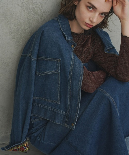 Unitage（ユニテージ）の「ショートデニムジャケット（デニムジャケット・レディース・ブルー/ネイビー・FREE）」の2枚目の写真