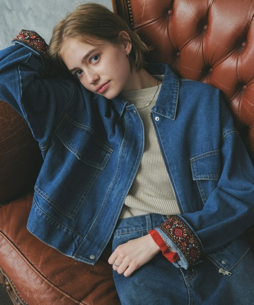 Unitage（ユニテージ）の「ショートデニムジャケット（デニムジャケット・レディース・ブルー/ネイビー・FREE）」の7枚目の写真