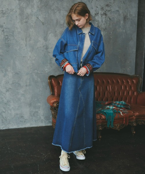 Unitage（ユニテージ）の「ショートデニムジャケット（デニムジャケット・レディース・ブルー/ネイビー・FREE）」の12枚目の写真