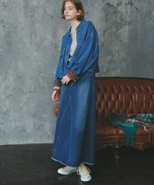 Unitage（ユニテージ）の「ショートデニムジャケット（デニムジャケット・レディース・ブルー/ネイビー・FREE）」の10枚目の写真