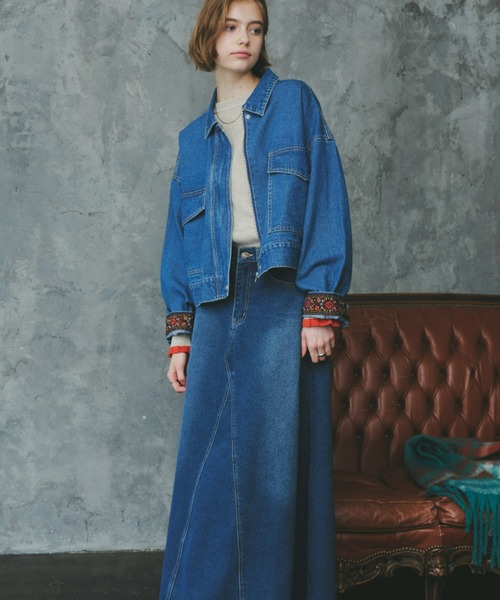 Unitage（ユニテージ）の「ショートデニムジャケット（デニムジャケット・レディース・ブルー/ネイビー・FREE）」の11枚目の写真