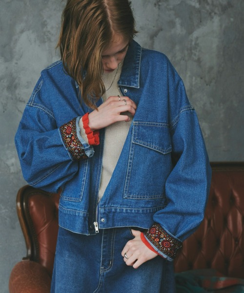 Unitage（ユニテージ）の「ショートデニムジャケット（デニムジャケット・レディース・ブルー/ネイビー・FREE）」の8枚目の写真