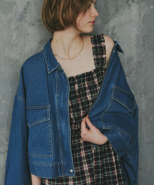 Unitage（ユニテージ）の「ショートデニムジャケット（デニムジャケット・レディース・ブルー/ネイビー・FREE）」の13枚目の写真