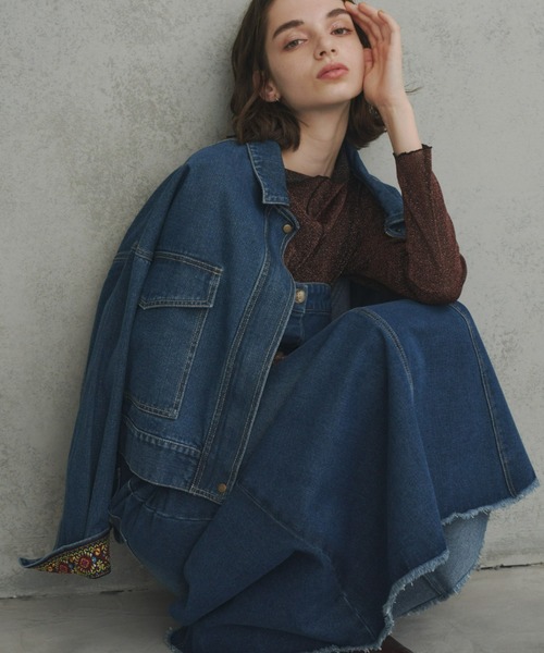 Unitage（ユニテージ）の「ショートデニムジャケット（デニムジャケット・レディース・ブルー/ネイビー・FREE）」の17枚目の写真