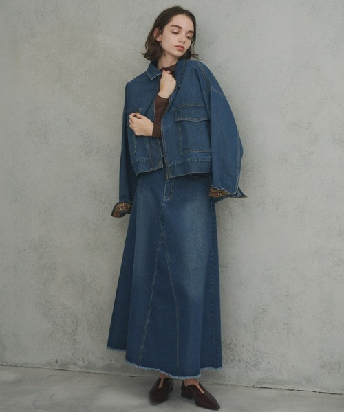 Unitage（ユニテージ）の「ショートデニムジャケット（デニムジャケット・レディース・ブルー/ネイビー・FREE）」の22枚目の写真