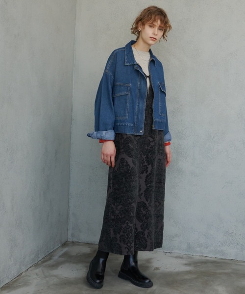 Unitage（ユニテージ）の「ショートデニムジャケット（デニムジャケット・レディース・ブルー/ネイビー・FREE）」の4枚目の写真