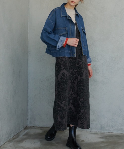 Unitage（ユニテージ）の「ショートデニムジャケット（デニムジャケット・レディース・ブルー/ネイビー・FREE）」の5枚目の写真