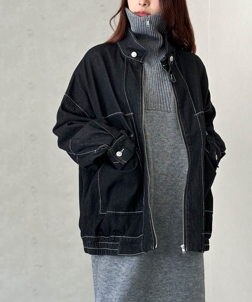 VIVIENNE TAM デニム スタンドカラー ダブルジッパージャケット VIVIENNE TAM デニム スタンドカラー ダブルジッパージャケット