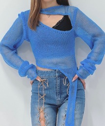 スパイダースレッドアシンメトリーニット