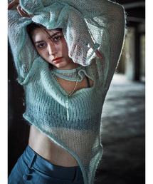 スパイダースレッドアシンメトリーニット