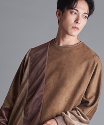 【NO ID.】Eco Fur Switch Dolman Sleeve Crew-Neck Pullover / エコ ファー 切替 ドルマン スリーブ クルーネック プルオーバー