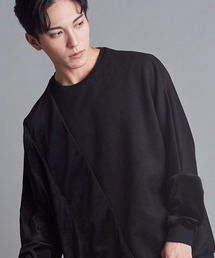 【NO ID.】Eco Fur Switch Dolman Sleeve Crew-Neck Pullover / エコ ファー 切替 ドルマン スリーブ クルーネック プルオーバー