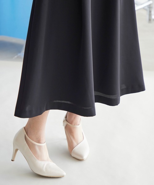 Callarus（カラルス）の「【販売終了】〔Callarus〕【結婚式・お呼ばれ・パーティー・オケージョンドレス】ジャガード切替袖シャーリングデザインワンピースドレス｜大きいサイズ有（ドレス・レディース・ブラック系/ネイビー系・M/LL/L/3L/4L/5L）」の16枚目の写真