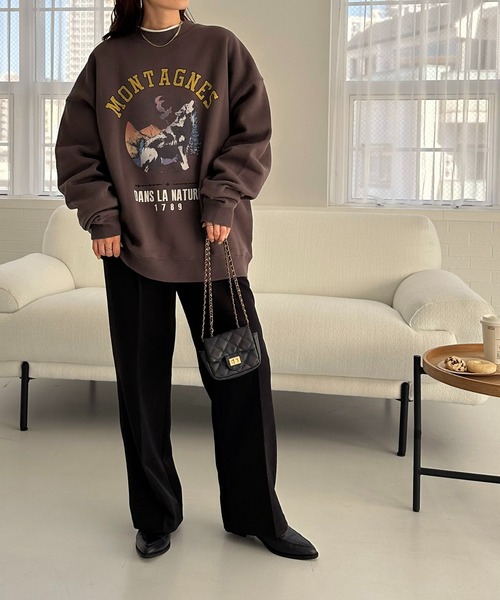 DISCOAT（ディスコート）の「【ユニセックス】モンタナグラフィックプリントスウェット（スウェット・レディース・チャコールグレー/ブラウン/ライトベージュ・FREE）」の17枚目の写真