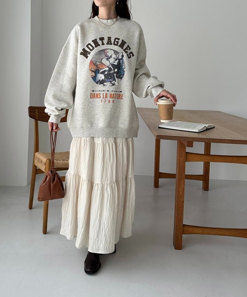 DISCOAT（ディスコート）の「【ユニセックス】モンタナグラフィックプリントスウェット（スウェット・レディース・チャコールグレー/ブラウン/ライトベージュ・FREE）」の10枚目の写真