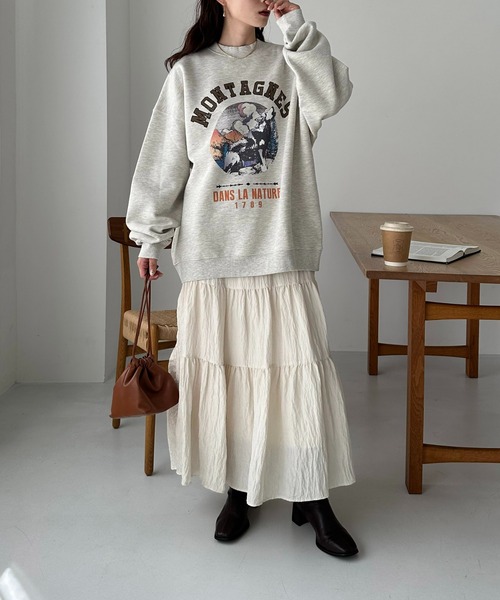 DISCOAT（ディスコート）の「【ユニセックス】モンタナグラフィックプリントスウェット（スウェット・レディース・チャコールグレー/ブラウン/ライトベージュ・FREE）」の19枚目の写真