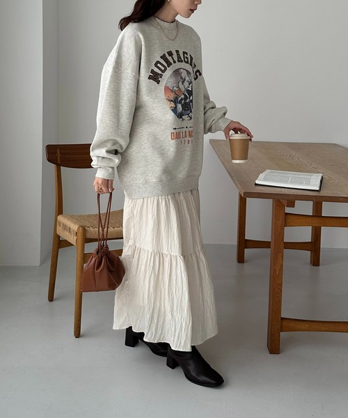 DISCOAT（ディスコート）の「【ユニセックス】モンタナグラフィックプリントスウェット（スウェット・レディース・チャコールグレー/ブラウン/ライトベージュ・FREE）」の6枚目の写真