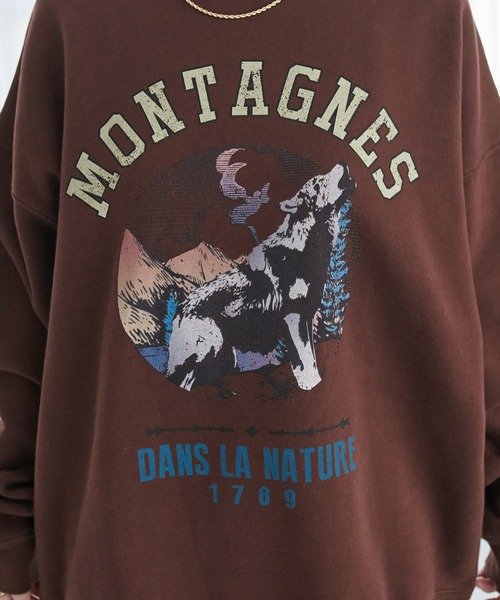 DISCOAT（ディスコート）の「【ユニセックス】モンタナグラフィックプリントスウェット（スウェット・レディース・チャコールグレー/ブラウン/ライトベージュ・FREE）」の8枚目の写真