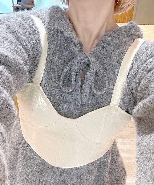 Alley by w closet（アリーバイダブルクローゼット）の「【Alley】ハート柄レースアップビスチェ（その他トップス・レディース・アイボリー/ピンク/ブラック・FREE）」の2枚目の写真