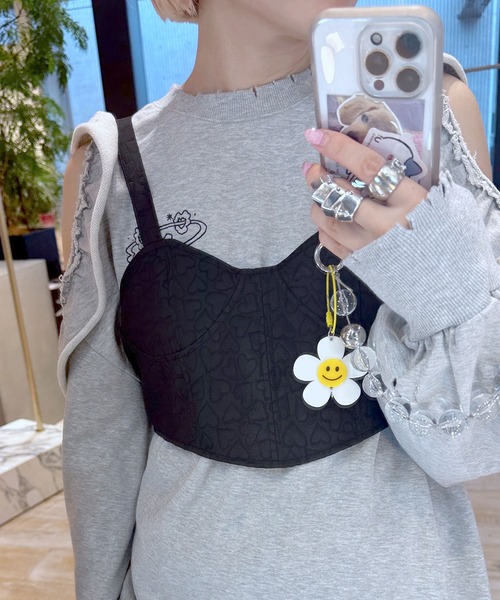 Alley by w closet（アリーバイダブルクローゼット）の「【Alley】ハート柄レースアップビスチェ（その他トップス・レディース・アイボリー/ピンク/ブラック・FREE）」の3枚目の写真