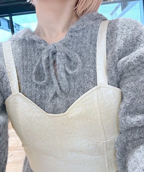 Alley by w closet（アリーバイダブルクローゼット）の「【Alley】ハート柄レースアップビスチェ（その他トップス・レディース・アイボリー/ピンク/ブラック・FREE）」の6枚目の写真