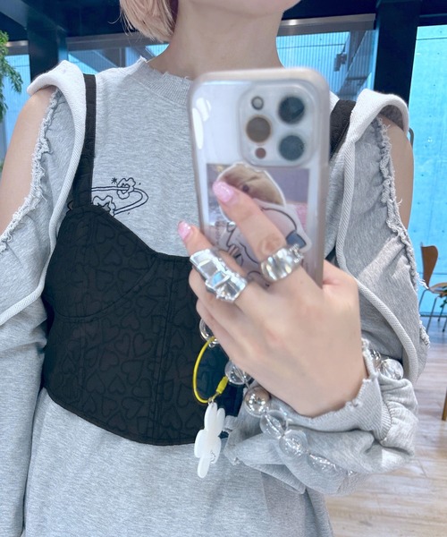 Alley by w closet（アリーバイダブルクローゼット）の「【Alley】ハート柄レースアップビスチェ（その他トップス・レディース・アイボリー/ピンク/ブラック・FREE）」の17枚目の写真