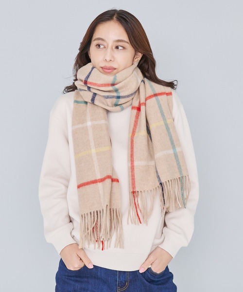 Arnold Palmer（アーノルドパーマー）の「パーマーチェック 大判マフラー（マフラー・レディース・ベージュ/ネイビー・F）」の9枚目の写真