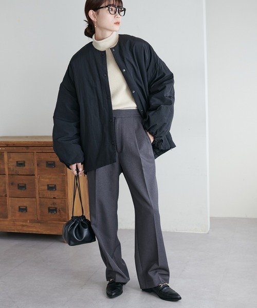 セール】【リバイバル/WEB限定】ノーカラー中綿ジャケット（ダウン