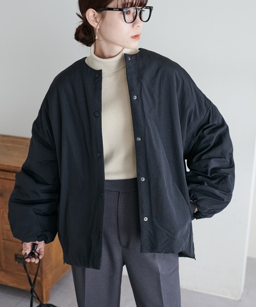 セール】【リバイバル/WEB限定】ノーカラー中綿ジャケット（ダウン