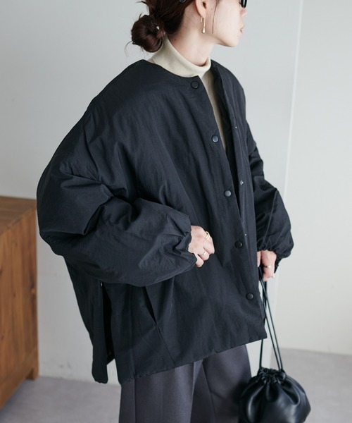 セール】【リバイバル/WEB限定】ノーカラー中綿ジャケット（ダウン