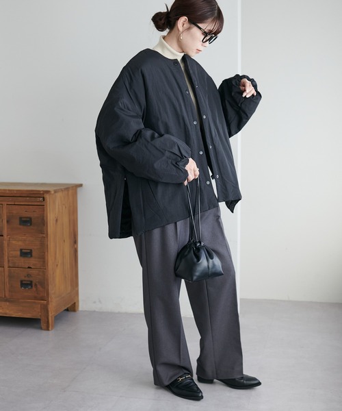 セール】【リバイバル/WEB限定】ノーカラー中綿ジャケット（ダウン