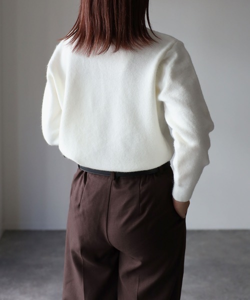 Riberry（リベリー）の「ベアー胸刺繍ウールタッチニット（ニット/セーター・レディース・ブラウン/ブラック/オフホワイト・FREE）」の18枚目の写真