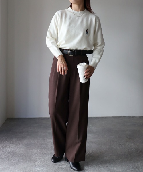 Riberry（リベリー）の「ベアー胸刺繍ウールタッチニット（ニット/セーター・レディース・ブラウン/ブラック/オフホワイト・FREE）」の19枚目の写真
