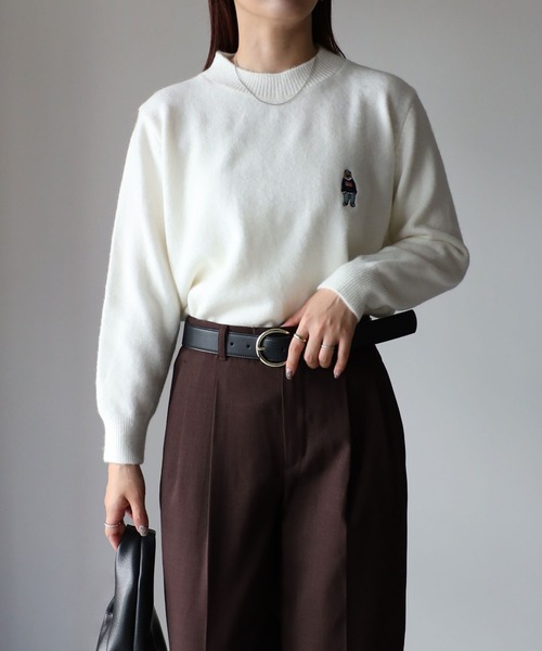 Riberry（リベリー）の「ベアー胸刺繍ウールタッチニット（ニット/セーター・レディース・ブラウン/ブラック/オフホワイト・FREE）」の7枚目の写真