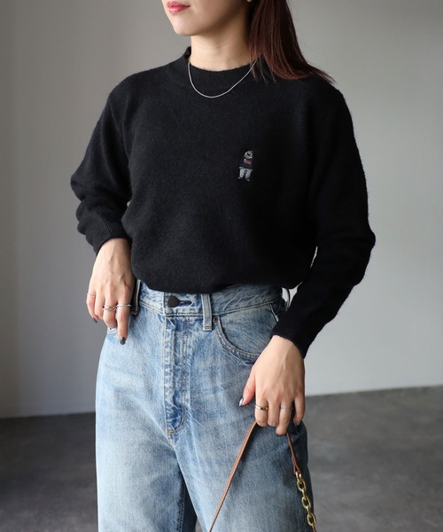 Riberry（リベリー）の「ベアー胸刺繍ウールタッチニット（ニット/セーター・レディース・ブラウン/ブラック/オフホワイト・FREE）」の10枚目の写真