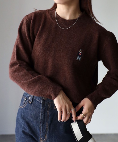 Riberry（リベリー）の「ベアー胸刺繍ウールタッチニット（ニット/セーター・レディース・ブラウン/ブラック/オフホワイト・FREE）」の12枚目の写真