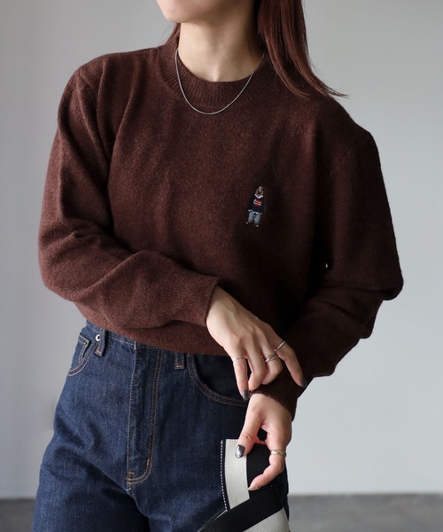 Riberry（リベリー）の「ベアー胸刺繍ウールタッチニット（ニット/セーター・レディース・ブラウン/ブラック/オフホワイト・FREE）」の13枚目の写真