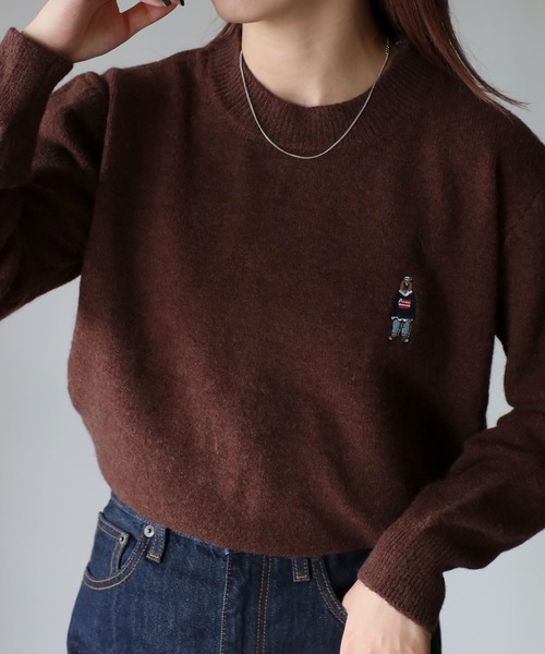 Riberry（リベリー）の「ベアー胸刺繍ウールタッチニット（ニット/セーター・レディース・ブラウン/ブラック/オフホワイト・FREE）」の16枚目の写真
