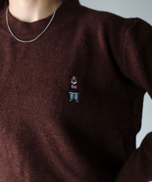 Riberry（リベリー）の「ベアー胸刺繍ウールタッチニット（ニット/セーター・レディース・ブラウン/ブラック/オフホワイト・FREE）」の21枚目の写真