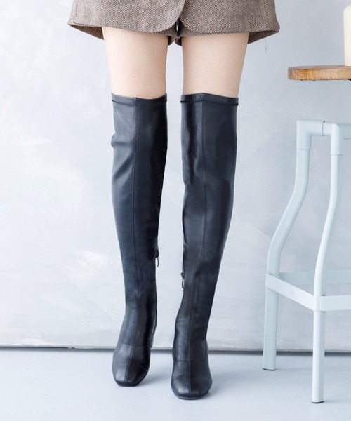 attagirl(アタガール)の「スクエアトゥストレッチニーハイブーツ(ブーツ・レディース・ブラック/ブラック系その他・3L/M/S/LL/L)」の8枚目の写真