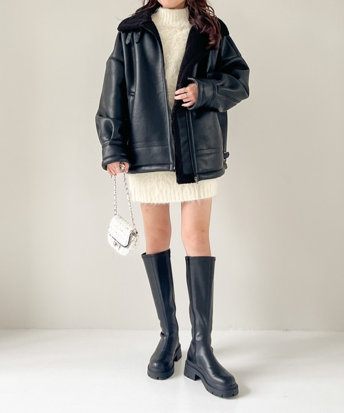 Heather（ヘザー）の「シャギーハイネックミニワンピース 990741