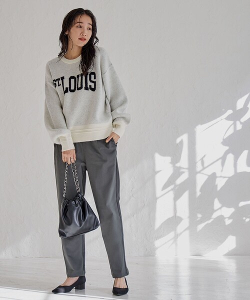 coen（コーエン）の「やみつき暖パンツ（その他パンツ・レディース・ダークグレー/オフホワイト・S/M/L）」の6枚目の写真